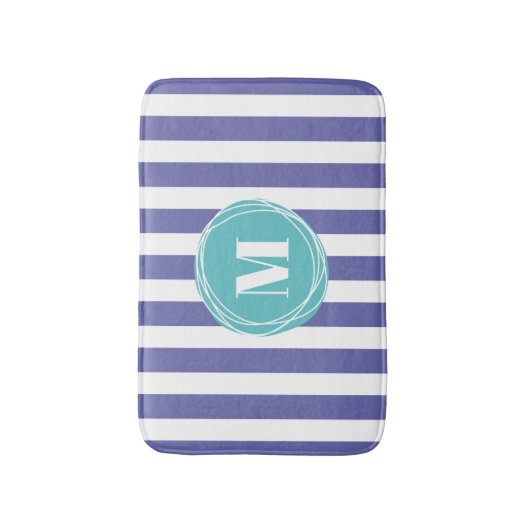 Gestreepte monogram badmat (Voorkant Verticaal)