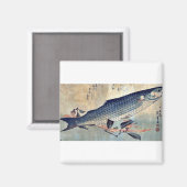 Gestreepte mul Bora van Ando, Hiroshige Ukiyoe Magneet (Voorkant / Achterkant)
