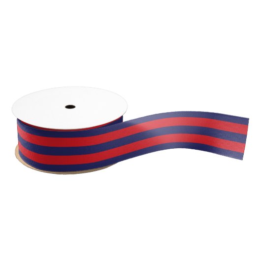 Gestreepte | Navy Blue en Red | Eventuele grootte Grosgrain Lint (Spoel)