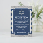 Gestreepte Navy, Grijze Bar Mitzvah Party Kaart (Staand voorkant)