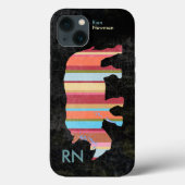 gestreepte neushoorn met monogram Case-Mate iPhone case (Achterkant)