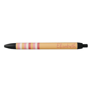 Gestreepte Oranje Roze Goud Strepen Voeg Je Naam T Zwarte Inkt Pen