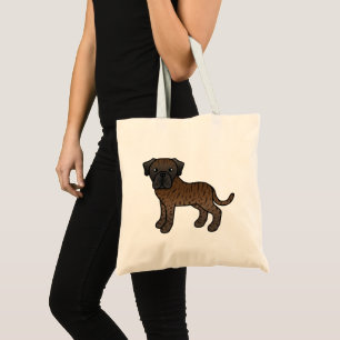 Gestreepte Oud-Engelse Mastiff Cartoonhond Tote Bag