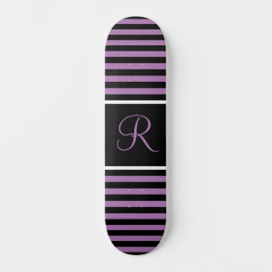 Gestreepte Paarse en zwarte Custom Initiaal Letter Skateboard