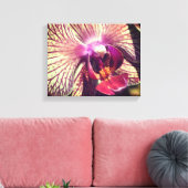 Gestreepte Paarse orchidee ventilator dicht Canvas Afdruk (Insitu (Woonkamer))