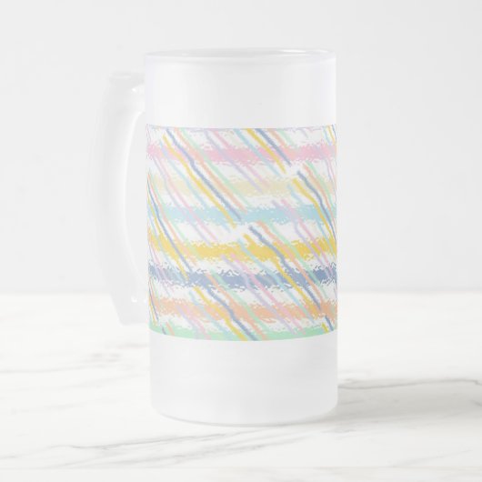Gestreepte pastels (gemengde patronen) matglas bierpul (Voorkant links)