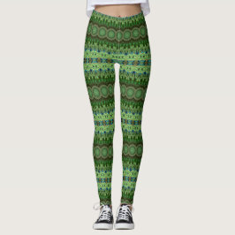 Gestreepte Peacock Mandala Kaleidoscoop Medaillon Leggings