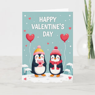 Gestreepte Pinguïns Valentijnsdagkaart Kaart