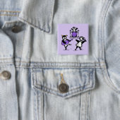Gestreepte Pinguïns Vierkante Button 5,1 Cm (In situ)