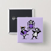 Gestreepte Pinguïns Vierkante Button 5,1 Cm (Voorkant /achterkant)