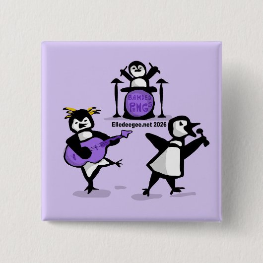 Gestreepte Pinguïns Vierkante Button 5,1 Cm (Voorkant)