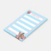 Gestreepte poes en rozen post-it® notes (Schuin)