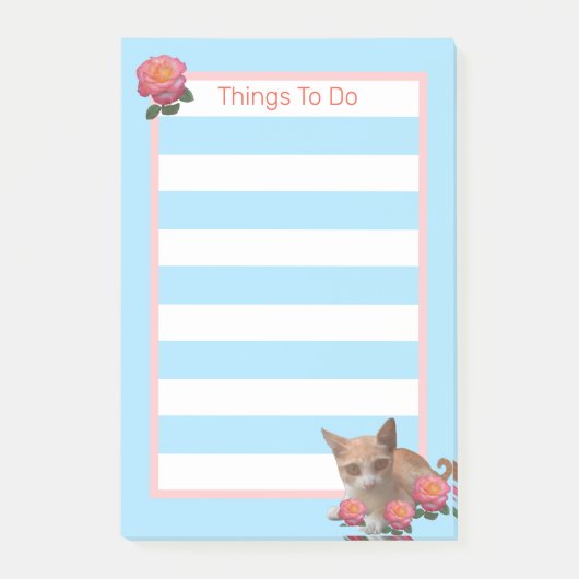 Gestreepte poes en rozen post-it® notes (Voorkant)