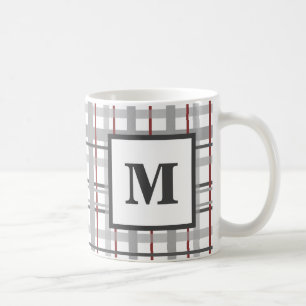 Gestreepte Rode Grijze Zilveren Monogram Koffiemok