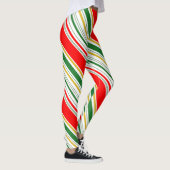 Gestreepte rode, groene kerst leggings (Rechts)
