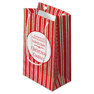 Gestreepte rode groene koekjesruil / cadeautassen klein cadeauzakje