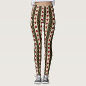 Gestreepte rode rozen leggings (Voorkant)
