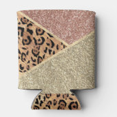 Gestreepte Roos Gold Glitter Leopard Monogram Blikjeskoeler (Achterkant)