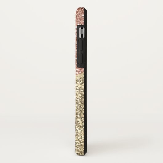 Gestreepte Roos Gold Glitter Leopard Monogram Case-Mate iPhone Case (Achterkant/links)