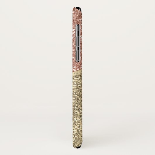 Gestreepte Roos Gold Glitter Leopard Monogram Case-Mate iPhone Case (Achterkant/links)