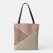 Gestreepte Roos Gold Glitter Leopard Monogram Draagtas (Achterkant)