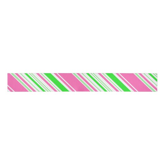 Gestreepte roze en groen grosgrain lint (Voorkant)