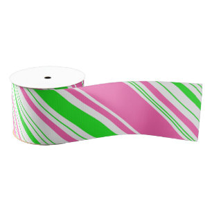 Gestreepte roze en groen grosgrain lint