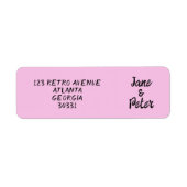 Gestreepte Roze en Rode Huwelijk Retouradreslabels Etiket (Voorkant)