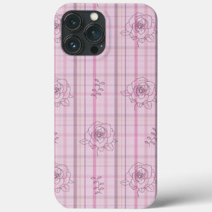 Gestreepte roze roos iPhone 13 pro max hoesje