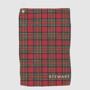 Gestreepte Rustieke Rood en Groen Stewart Tartan Golfhanddoek