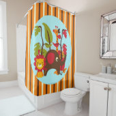 Gestreepte Safari Wilde Dieren Giraffe Leeuw Olifa Douchegordijn (In situ)