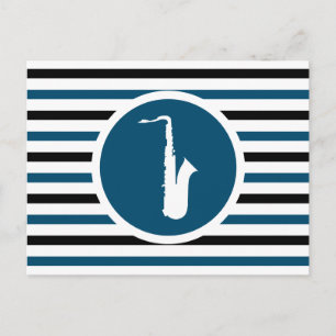 Gestreepte Saxofone-Briefkaart Briefkaart