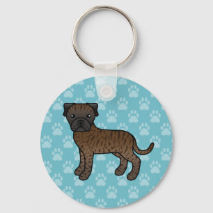 Gestreepte Schattige Bullmastiff Hond Sleutelhanger