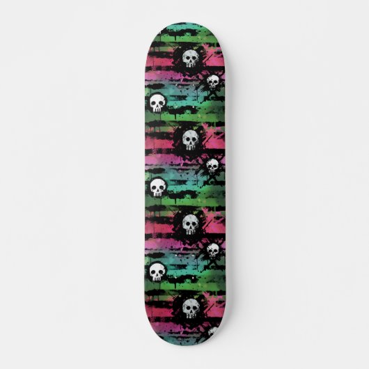Gestreepte schedel Urban Punk graffiti patroon Skateboard (Voorkant)