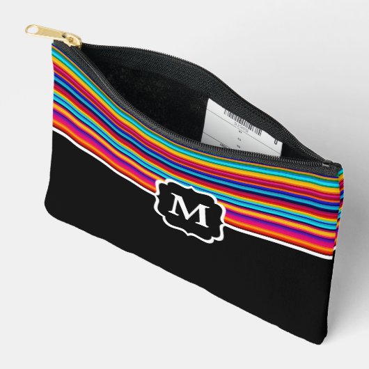 Gestreepte serape met monogram etui (Open)