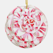 Gestreepte snoeprietcamellia keramisch ornament (Voorkant)
