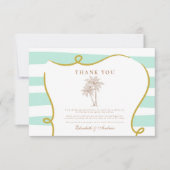 Gestreepte strand bruiloft bedankkaart (Voorkant)