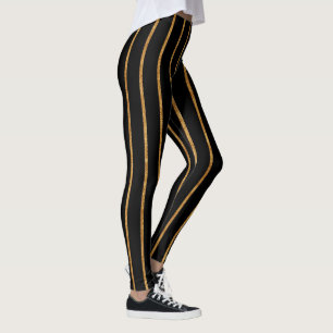 Gestreepte Stretch Leggings voor Vrouwen Zwart