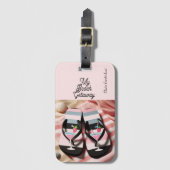 Gestreepte Teenslippers strandlaken Bagagelabel (Voorkant (verticaal))