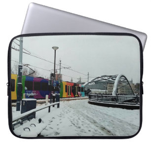 Gestreepte tram laptop sleeve