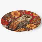 Gestreepte uil en Zinnia bloemen Papieren Bordje (Gekanteld)