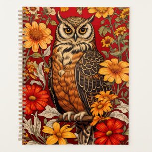 Gestreepte uil en Zinnia bloemen Planner