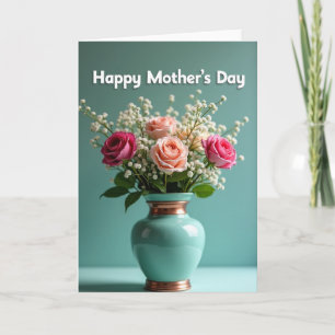 Gestreepte vaas happy day wenskaart kaart