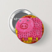 Gestreepte Varken Ronde Button 5,7 Cm (Voorkant /achterkant)