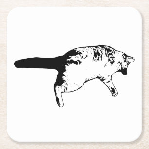 Gestreepte verrassing voor uw tafel vierkante kartonnen onderzetter