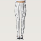 Gestreepte verticale strepen wit grijs licht grijs leggings (Voorkant)