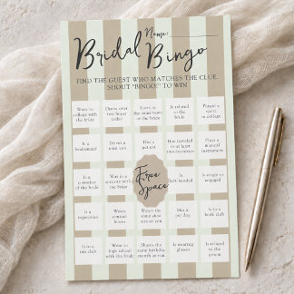 Gestreepte 'Vind de gast' Bruiloft Bingo Spel
