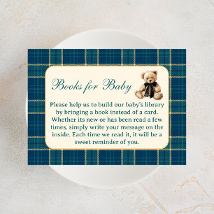 Gestreepte Vintage Teddybeer Babyshower Boek Verzo Informatiekaartje