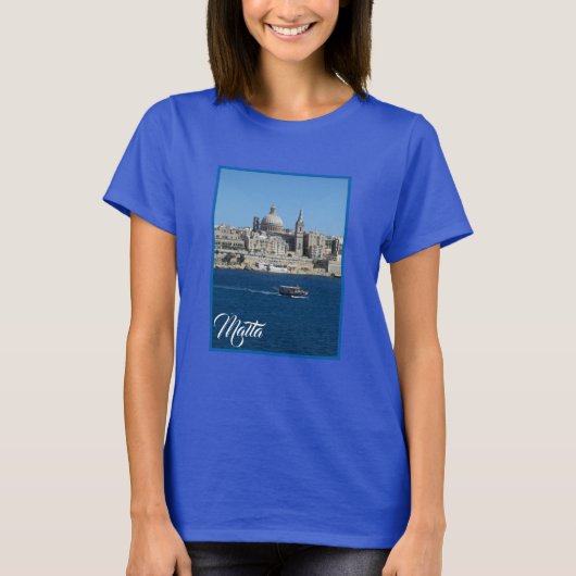 Gestreepte Vissende boot in Valletta Harbour Malta T-shirt (Voorkant)