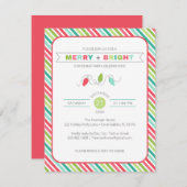Gestreepte vrolijke + heldere kerst uitnodiging (Voorkant / Achterkant)